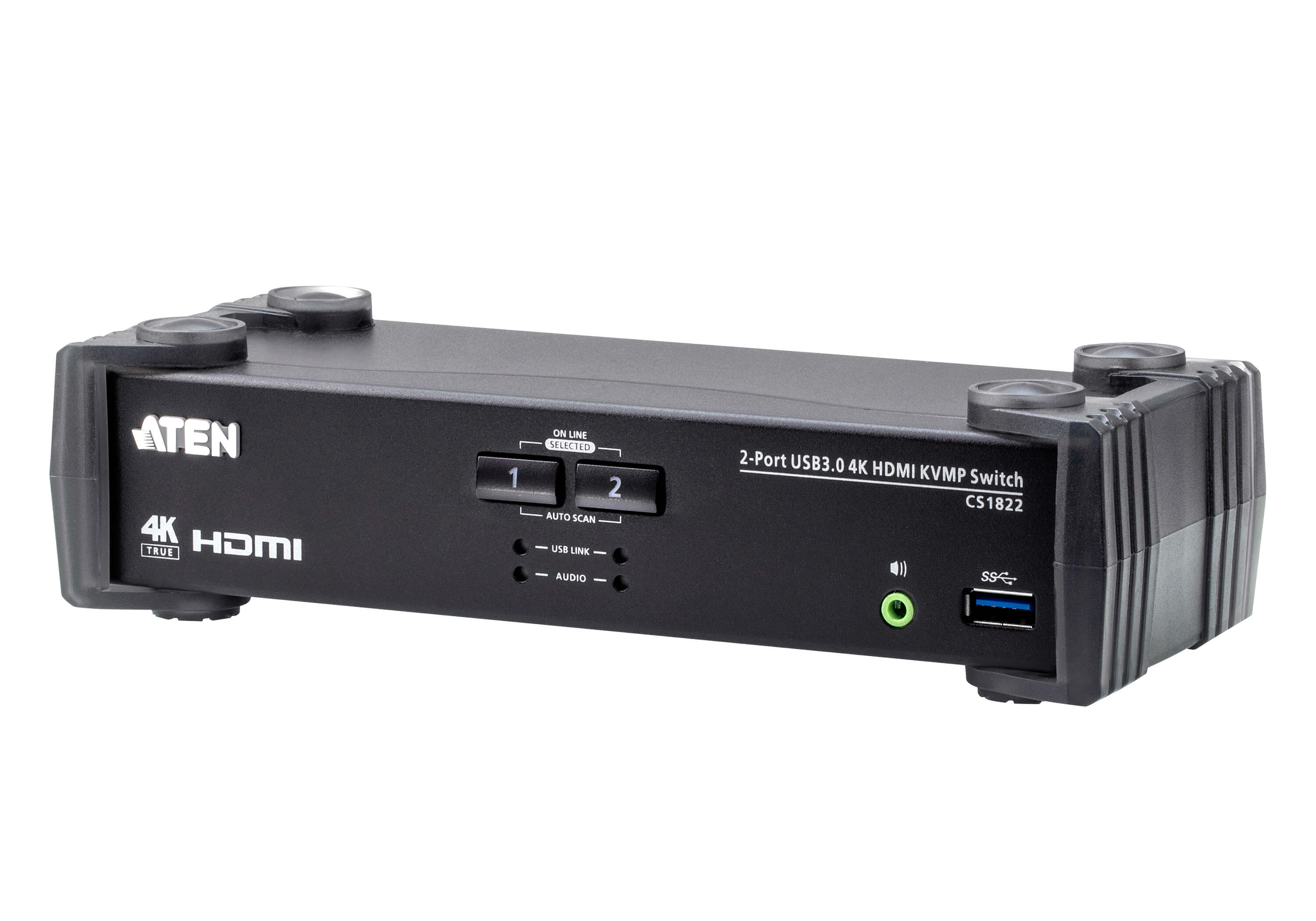 Aten Desktop KVMP Switch 2 Port Single Display 4k HDMI w/ audio mixer mode, Cables Included, Selection Via Front Panel Aten Desktop KVMP Switch 2 Port Single Display 4k HDMI w/ audio mixer mode, Cables Included, Selection Via Front Panel